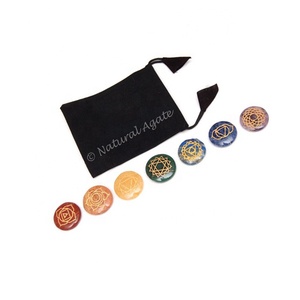 Alta calidad y superventas Rune Chakra Tumbled Set con bolsa de terciopelo al por mayor 7 Chakra Stone Craft para la curación - Product Image 5