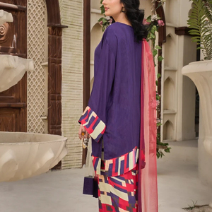 Traje Casual de 3 Piezas de Alta Calidad Personalizado de Pakistán para Mujer, con Dupatta Estampada - Product Image 3