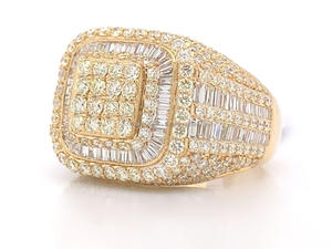 Anillo Cuadrado Hip Hop de Plata de Ley 925 Bañado en Rodio con Incrustaciones de Circonitas, Corte Baguette y Redondo, Regalo de Boda o Aniversario para Hombre - Product Image 3