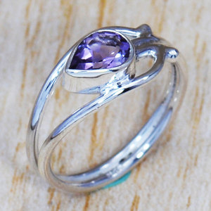 <b>Ready</b> to Ship 925 Sterling Silver Amethyst Pear Faceted Ring In Stock Low MOQ Sample Order - Product Image 1