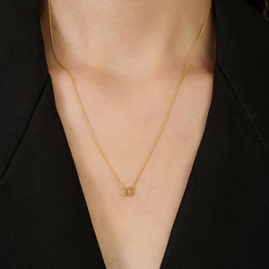 Dainty Minimalist Style Prong Set Natural Diamond K18 Yellow Gold Stacking Solitaire Pendant Necklace Wholesale Price Jewelry - Product Image 4