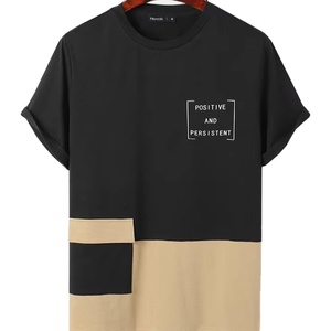 Camiseta de cuello redondo con estampado personalizado para hombre 100% algodón peinado bio lavado de dos colores informal de manga corta diseño frontal logotipo tejido de punto - Product Image 4