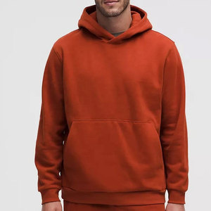 Sudadera con Capucha Naranja para Hombre, Corte Regular, Color Sólido, Informal, con Bolsillo Delantero, Tejido de Algodón, para Otoño - Product Image 2