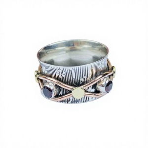 925 Sterling <b>Silver</b> Unisex Spinner <b>Ring</b> Classic <b>Garnet</b> Bezel Setting Third Party Certified Anxiety Meditation Band Wedding - Product Image 1