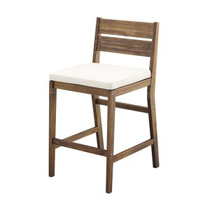 Taburetes de Barra Modernos de 2 Piezas de Madera Maciza de Acacia con Cojín Marrón Oscuro para Muebles de Comedor - Product Image 4