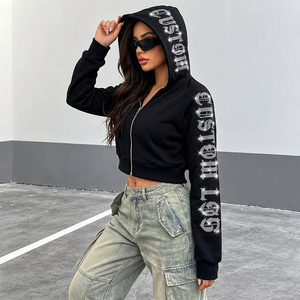 Sweats à capuche de marque privée en molleton français 320 g/m², coupe courte avec ourlet côtelé pour les détaillants de boutiques - Product Image 5