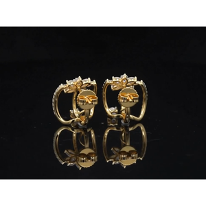 Magnifiques boucles d'oreilles pendantes botaniques avec diamants de laboratoire DEF sertis en or jaune 18 carats, bijoux de luxe. - Product Image 4