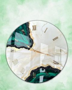 Horloge murale Art Déco en résine royale avec affichage à aiguilles, mouvement à quartz, design veineux de luxe pour salon - Product Image 4