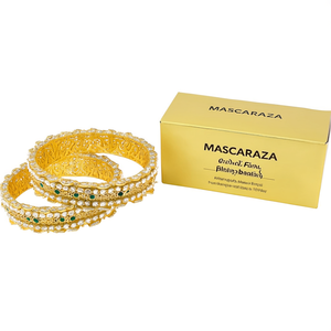 Gold Plated Crystal Stone Pearl Meenakari <b>Bangles</b> <b>Set</b> - Product Image 2