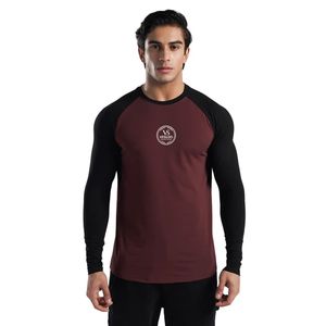 Men's Maroon Body with <b>Black</b> Sleeves Performance <b>T</b>-<b>Shirt</b> Premium Cotton Breathable Gym Fitness Training Casual Wear OEM ODM - Product Image 2