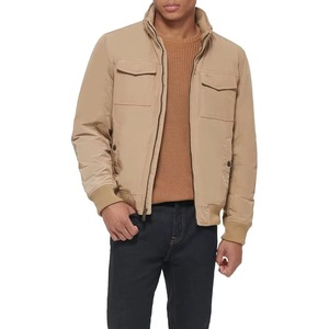 For Men's Winter Luxury <b>Fleece</b> <b>Jacket</b> Canvas Polyester/Cotton Standard <b>Thickness</b> Solid Pattern Zipper Stand Collar Finished - Product Image 3