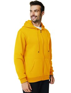 Sweat à capuche zippé en molleton épais 100% coton 400G, personnalisable avec logo, pour homme grande taille, hiver, imprimé, brodé, tricoté, modèle vierge en stock - Product Image 3