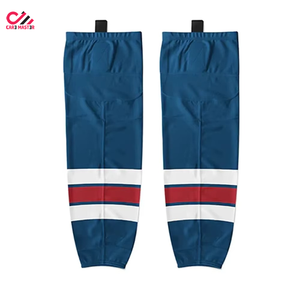 CARE <b>MASTER</b> Men's Blue <b>Ice</b> Hockey Socks With White And Red Stripes Elastic Waist Breathable Polyester Sportswear - Product Image 2