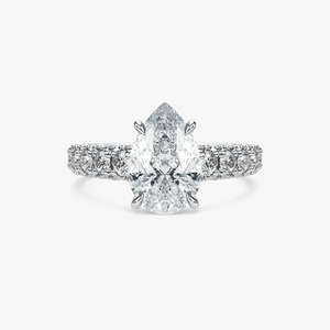 Anillo de Compromiso de Oro de 14K con Diamante Corte Pera de 3.50 CTW, Banda Pavé, Diamante Cultivado en Laboratorio, Joyería Fina - Product Image 1
