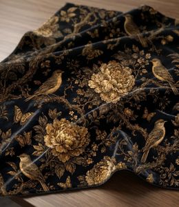 Gold Floral And Bird Velvet Or Blackout Curtain Each Panel Art Nouveau <b>Window</b> Drapes Luxury Decorative Thermal Insulated Room - Product Image 5