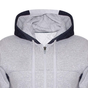 Sweat-shirt à capuche zippé gris et noir pour homme, ensemble décontracté à manches longues pour l'hiver, avec poches latérales, 100 % coton, écologique - Product Image 5