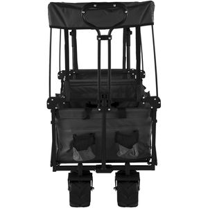 Carrello da Giardino Pieghevole Extra Large con Tettuccio Rimovibile, Carrello Utilitario Pieghevole con Vano Portaoggetti Posteriore per Campeggio - Product Image 4