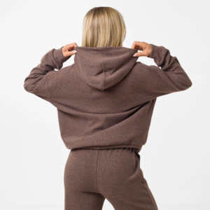 Ensemble sweat à capuche et pantalon streetwear délavé écologique pour femme, 100 % coton molletonné, marron, coupe ample, design personnalisé - Product Image 5