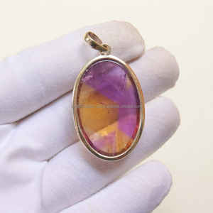 Colgante de Plata de Ley 925 sólida hecho a mano, colgante cuadrado, colgante único, para regalo, ametrino bolivianita, colgante único - Product Image 3