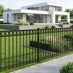 Valla Moderna de Hierro para Exteriores de 6 Pies de Altura con Recubrimiento en Polvo Resistente a la Oxidación para Uso Residencial Estilo Rectangular - Product Image 4