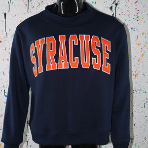 Sudadera SYRACUSE BLUE con cuello alto, 100% algodón, con apliques bordados en color NARANJA, cuello ancho, URBAN PRODUCTIONS - Product Image 1
