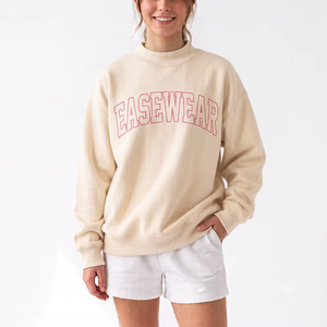 Womens Oversized <b>Mock</b> <b>Neck</b> Fleece <b>Top</b> Heavyweight Brushed Fleece Soft Premium Finish Custom Clothing Manufacturer - Product Image 1