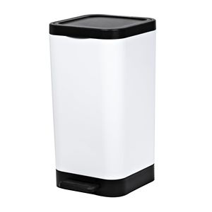 Paquete de 2 botes de basura para baño de 2.6 galones, delgados, de plástico, con pedal y tapa, color blanco - Product Image 2