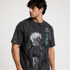 Camiseta Acid Wash para Hombre, Alta Calidad, 250 GSM, Corte Holgado, Estampado Vintage Lavado, Ropa con Acabado Acid Wash, Venta al Por Mayor, Logotipo Personalizado - Product Image 3