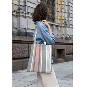 กระเป๋าผ้าแคนวาสลายทางย้อมสีคุณภาพเยี่ยมทันสมัย ผลิตจากผ้าฝ้าย 100% สำหรับการช้อปปิ้ง ราคาขายส่งถูกในอินเดีย - Product Image 6