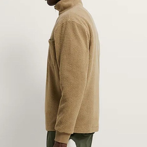 Nouveau sweat à capuche en polaire épaisse avec broderie de logo personnalisé, fermeture éclair 1/4, col montant, tricoté ample pour l'hiver, unisexe - Product Image 2