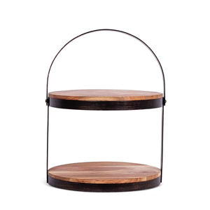 ถาดเสิร์ฟของหวานไม้เหล็ก2ชั้นถาดรองคัพเค้กและเค้กพร้อมที่จับของตกแต่งบ้านไร่แบบชนบทถาดใส่ขนมแบบทันสมัย - Product Image 2