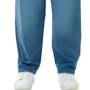 Jean en denim décontracté bleu pour homme, coupe droite, jambe large, polyester/coton, séchage rapide, délavé, streetwear quotidien - Product Image 6