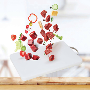 Planche à découper en plastique blanc avec poignée en acier inoxydable, antidérapante, facile à nettoyer, de qualité alimentaire - Product Image 2