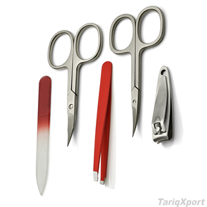 Professional <b>Nail</b> <b>Kit</b> With Stainless Steel Clipper Scissor Tweezers In Black PU Leather Pouch Portable Manicure Set - Product Image 5