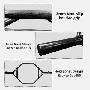 For Olympic 56\" Chrome Finish Hex <b>Bar</b> Trap Deadlift <b>Bar</b> with Two Handles for Squats Deadlifts Shrugs <b>Weight</b> Lifting Barbells - Product Image 6