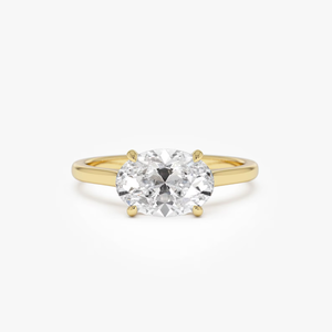 Anillo de compromiso de diamante cultivado en laboratorio de 1 quilate, corte ovalado, oro amarillo para mujer, estilo clásico, calidad premium - Product Image 1