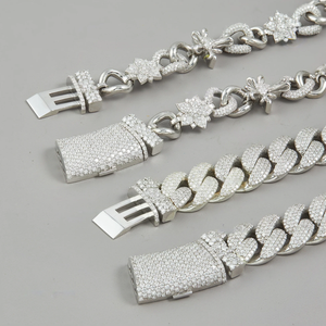 Men's Rhodium Plated Zinc Alloy Chain Necklace With Cubic Zirconia Star Links Hiphop Style Fashion Jewelry - Product Image 3