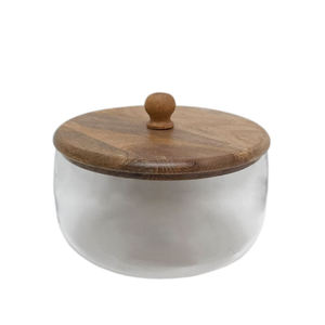 Bocaux de rangement en verre avec couvercles en bois, forme rectangulaire, design minimaliste, écologiques, petits récipients de cuisine - Product Image 4