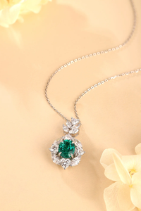 Collier pendentif émeraude classique de luxe pour femme en argent 925 avec diamants ovales de laboratoire certifiés IGI 25-35g - Product Image 4