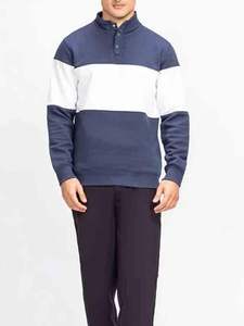 2026 Custom Design Color Blocked Drop Shoulder Sweatshirts 100% Cotton Oversized Pullover Basics 1/4 Quarter <b>Jumper</b> Sweatshirt - Product Image 6