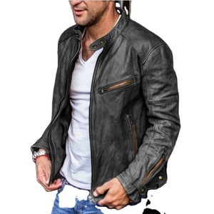 Automne hommes élégant rue mode veste en cuir haute-rue Style toile manteau laine matériel personnalisé pour les motos porter - Product Image 1