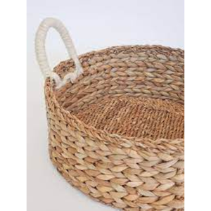Panier rond fait main avec poignée, en jonc de mer et jute tressé, pliable, pour rangement et organisation écologiques à la maison - Product Image 3