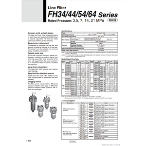 FH342-06-500-P010กรองสายอุปกรณ์การกรองอุตสาหกรรมนิวเมติก SMC - Product Image 2
