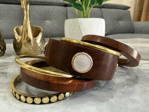 Conjunto de Brazaletes de Madera Hechos a Mano, Brazalete Apilable de Latón Estilo Boho, Joyería Artesanal Natural - Product Image 2