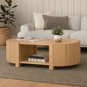 Mesa de Centro de Diseño con Almacenamiento, Roble Blanco, Mecanismo Elevable y Construcción Duradera, Mesa Moderna para Sala de Estar/Hogar - Product Image 1