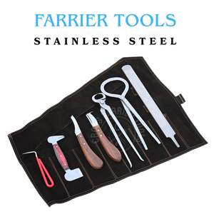 Juego de herramientas comerciales para herradores con estuche negro: Cortaúñas para pezuñas, Lima raspadora, Cuchillo curvo, Pulidor, Herramienta para clavos y Cuchilla de bucle desmontable - Product Image 3