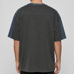 เสื้อยืดคอกลมทรงหลวม แขนเสื้อแบบดรอปโชว์เดอร์ สีสันตัดกัน สำหรับผู้ชาย คุณภาพสูง สวมใส่สบาย น้ำหนักเบา ขายดี - Product Image 6