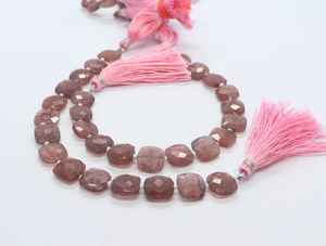 Cuentas cuadradas facetadas de cuarzo fresa natural AAA de 8-9 mm, cuentas triangulares de cuarzo fresa rojo de 8 pulgadas para la fabricación de joyas - Product Image 4