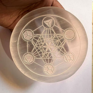 Natural Polished Selenite Chakra Metatron Engraved Plate Crystal Charging Board <b>Angel</b> Slab Reiki Healing Meditation Wholesale - Product Image 1
