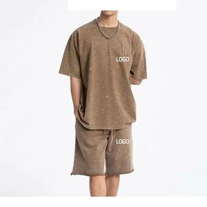 Ensemble deux pièces pour homme, été, style streetwear décontracté, éco-responsable, 100% fibre de bambou, short et t-shirt unis, séchage rapide, respirant, OEM ODM - Product Image 3